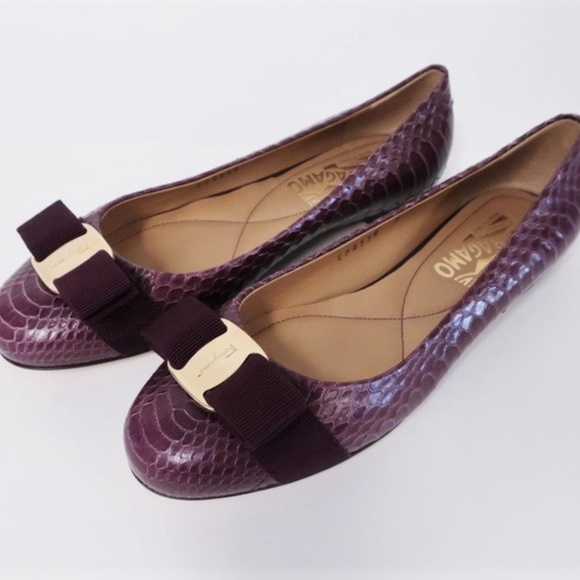 Salvatore Ferragamo Shoes - Salvatore Ferragamo Varina Bow Ballet Flat Snake